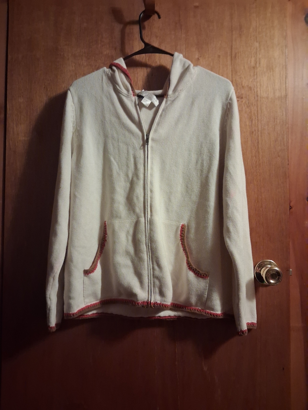 CJ Banks White Zip Hoodie with Orange Trim